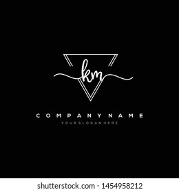 KM handwriting initial logo template vector.
