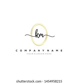 KM handwriting initial logo template vector.