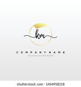 KM handwriting initial logo template vector.
