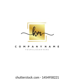 KM handwriting initial logo template vector.
