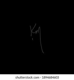 Km handwritten logo for identity Black background