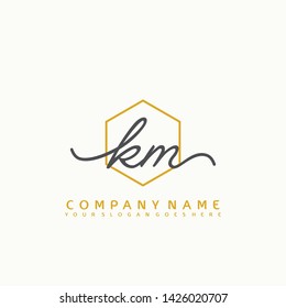 KM Initial handwriting logo concept