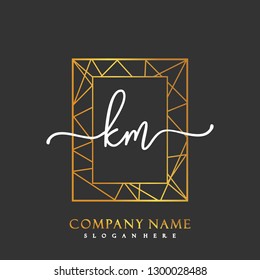 KM Initial Handwriting logo template vector