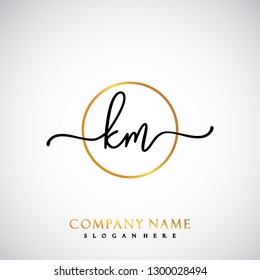 KM Initial Handwriting logo template vector