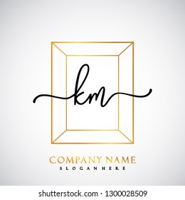 KM Initial Handwriting logo template vector