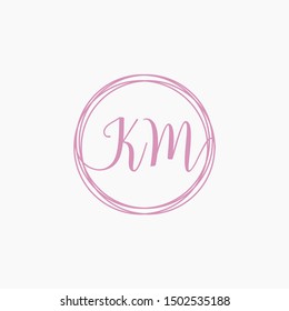 KM Initial Handwriting logo template, Creative fashion logo design, couple concept -vector