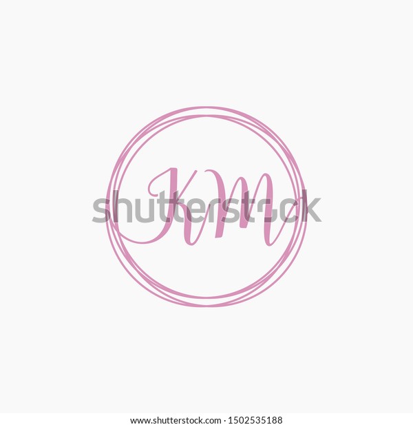 Km Initial Handwriting Logo Template Creative Stock Vector (Royalty ...