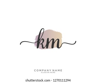 KM Initial handwriting logo vector 