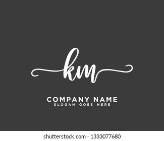 KM Initial Handwriting Logo Vector