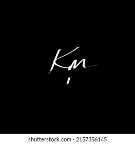 Km initial handwriting logo vector