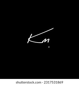 Km initial handwriting logo vector
