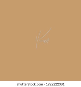 KM initial handwritten calligraphy, for monogram and logo