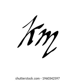 Km initial handwritten logo for identity