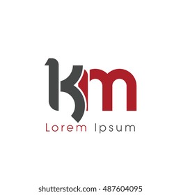 km initial letter linked lowercase logo. k and m vector template design.