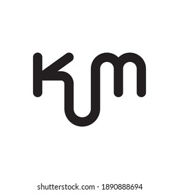 km initial letter vector logo