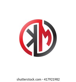 KM initial letters looping linked circle logo black red