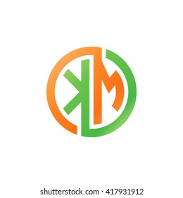 KM initial letters looping linked circle logo orange green