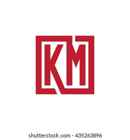 KM initial letters looping linked square logo red
