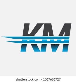 KM initial logo company name colored black and blue, Simple and Modern Logo Design.