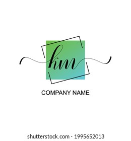 KM Initial logo handwriting typographic template