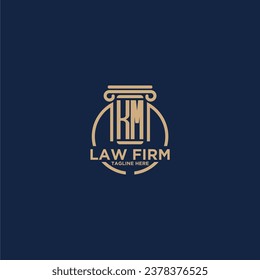KM initial monogram for law firm with creative circle line