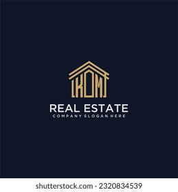 KM initial monogram logo for real estate design
