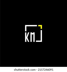 KM initial monogram logo with square style design