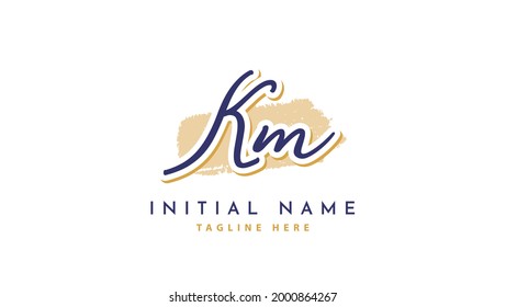 KM Initials, handwriting logo vector
