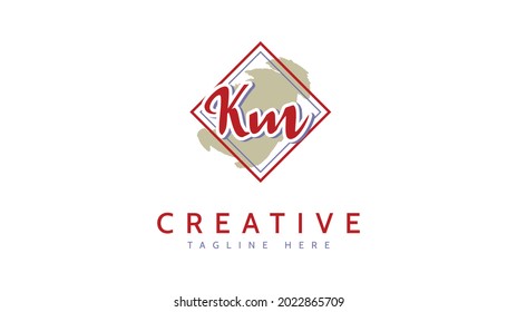 KM Initials, handwriting logo vector