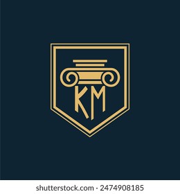 KM Initials Law Firm Logo Lawyer logo with creative law element