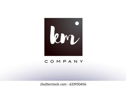 KM K M black white handwritten handwriting alphabet company letter logo square design template dot dots creative abstract