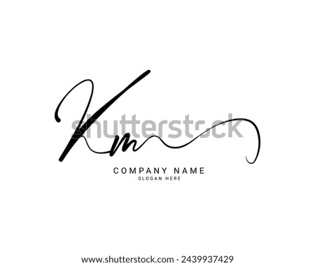 km k m initial letter handwriting and signature logo