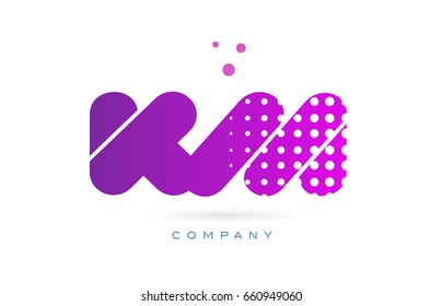 km k m pink dots dotted letter logo alphabet creative company vector icon design template