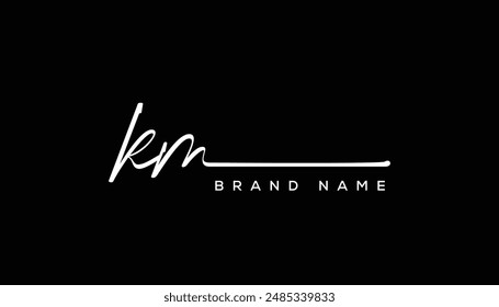 KM letter beauty handwriting vector logo. 