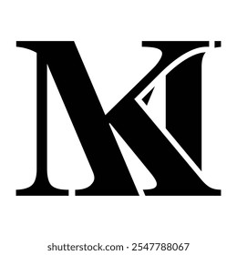 KM letter black logo icon template 2