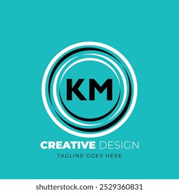 Diseño creativo del logotipo de la letra de KM. KM diseño único. Ilustración vectorial