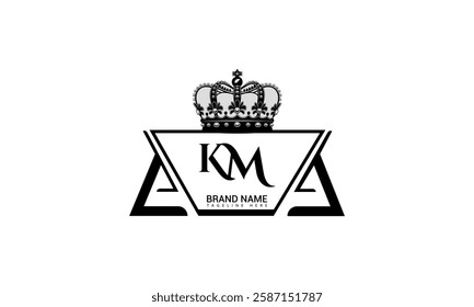 KM Letter Logo Design. Initial letters KM logo icon. Abstract letter KM K M minimal logo design template. K M Letter Design Vector with black Colors. KM logo