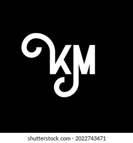 KM letter logo design on black background. KM creative initials letter logo concept. km letter design. KM white letter design on black background. K M, k m logo