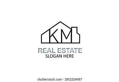 KM Letter Logo Real Estate Design