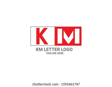 Km letter logo template design