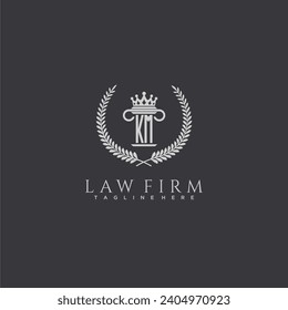 KM letter monogram logo for lawfirm with pillar  crown image design