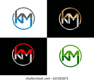 KM letter vector logo design
