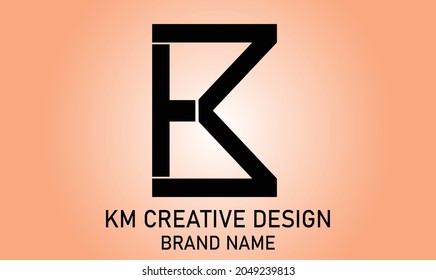 KM letters creative design,KM creative logo design vector.