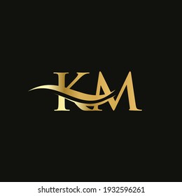KM Linked Logo for business and company identity. Creative Letter KM Logo Vector with modern trendy