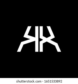 abstraktes KM-Logo, einzeln auf schwarzem Hintergrund