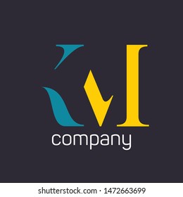 KM logo design. copany logo. Monogram.