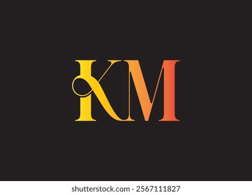 KM logo Design Template Vector Graphic Branding Element.
