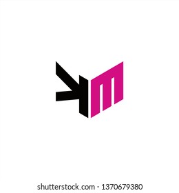 KM Logo Letter Initial With Black and Pink Colors