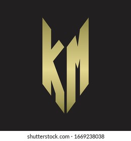 KM Logo monogram with emblem style isolated with gold colors