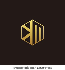 KM Logo Monogram with Negative space gold colors